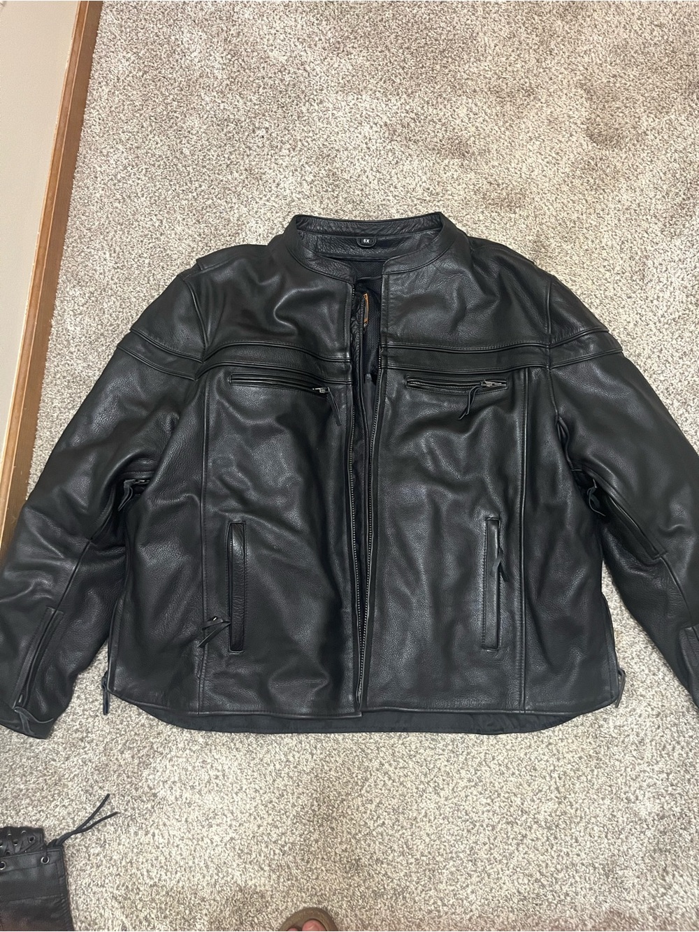 Men's Black Leather Bomber Jacket - Unbranded